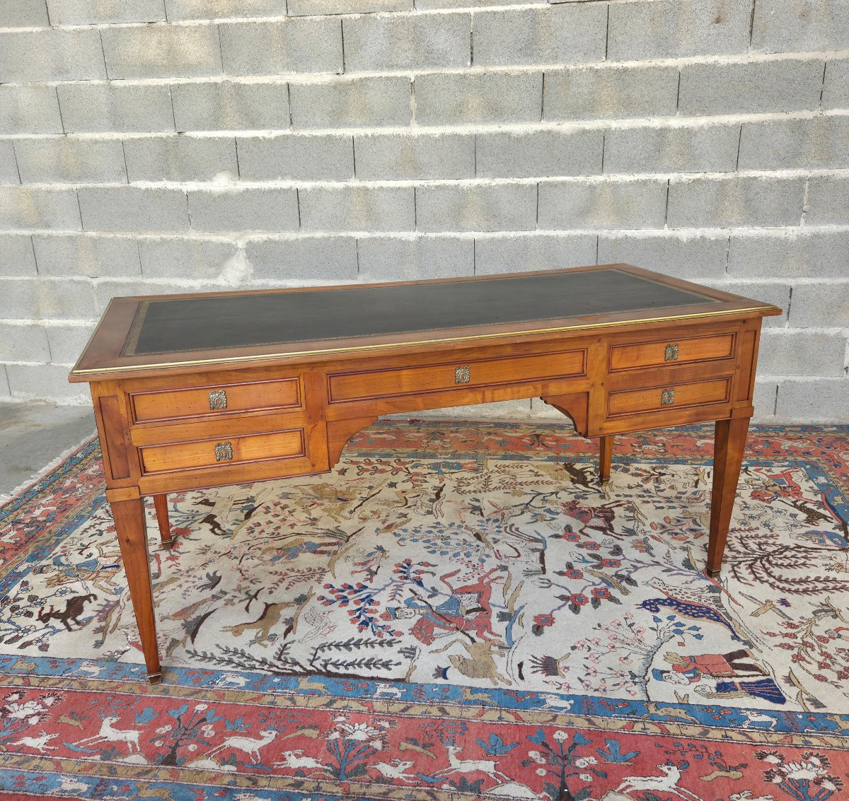 Cherry Wood Middle Flat Desk, Louis XVI - Directoire, 20th Century Period-photo-6
