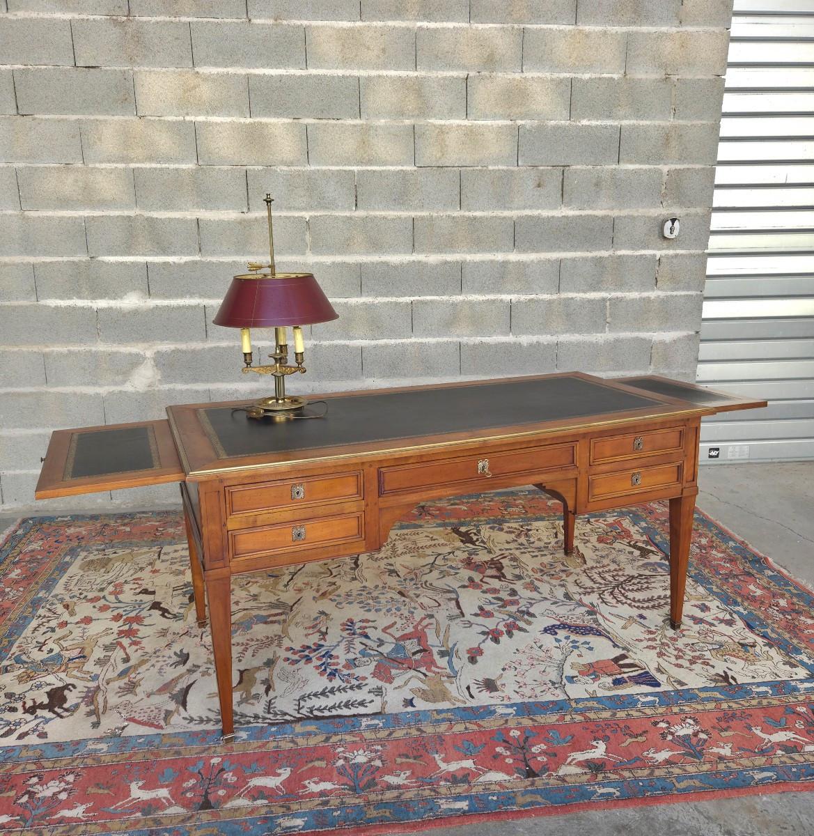 Cherry Wood Middle Flat Desk, Louis XVI - Directoire, 20th Century Period