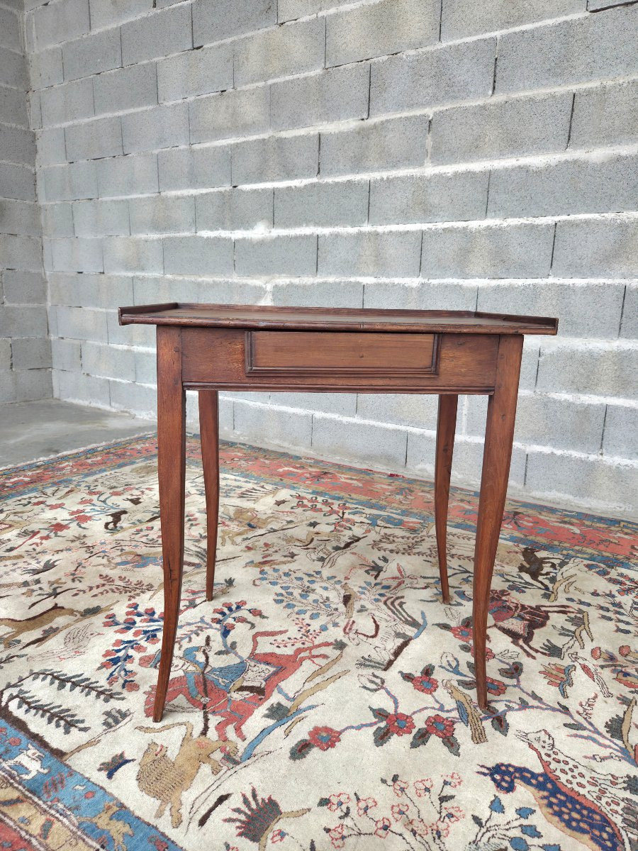 Walnut Writing Desk, Louis XV Style, Cambered Legs, 19th Century-photo-2