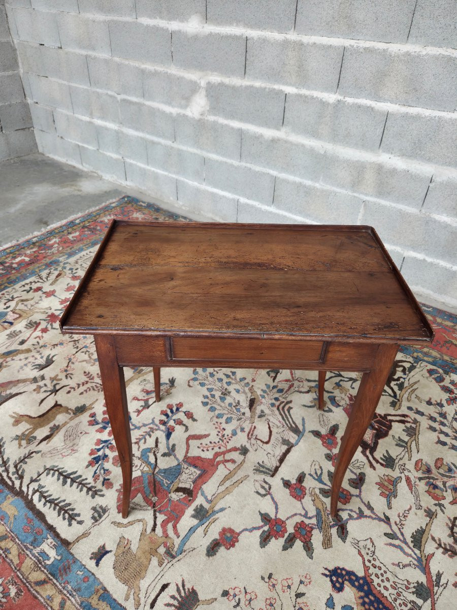 Walnut Writing Desk, Louis XV Style, Cambered Legs, 19th Century-photo-3