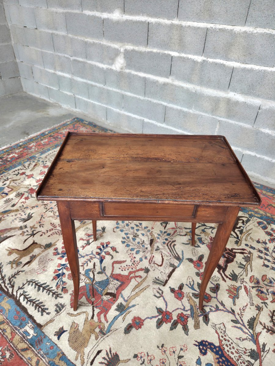 Walnut Writing Desk, Louis XV Style, Cambered Legs, 19th Century-photo-4