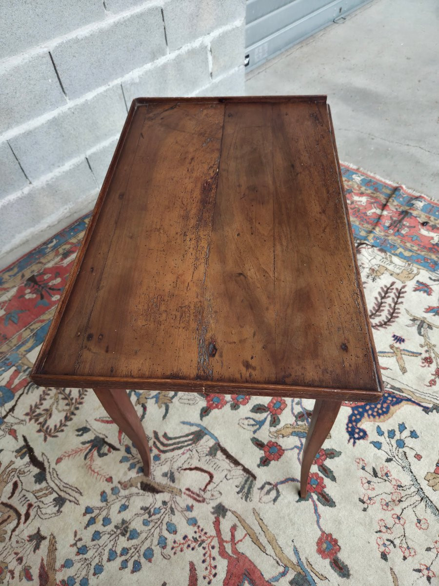 Walnut Writing Desk, Louis XV Style, Cambered Legs, 19th Century-photo-1