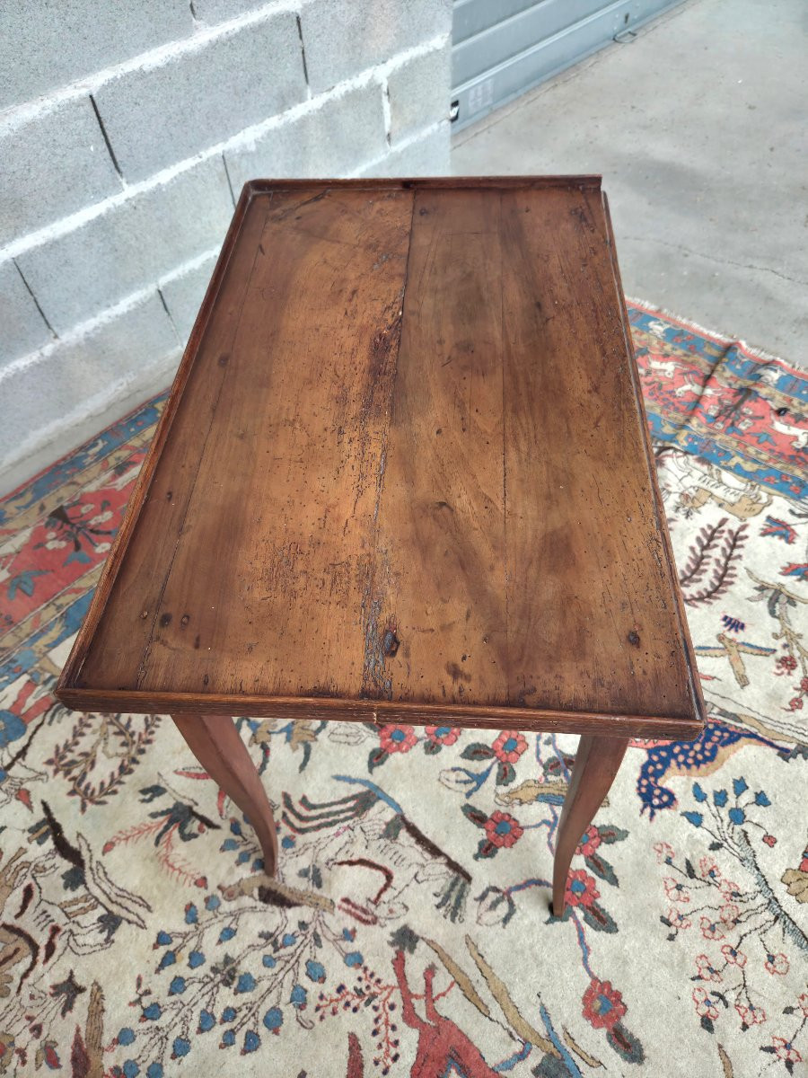 Walnut Writing Desk, Louis XV Style, Cambered Legs, 19th Century-photo-2