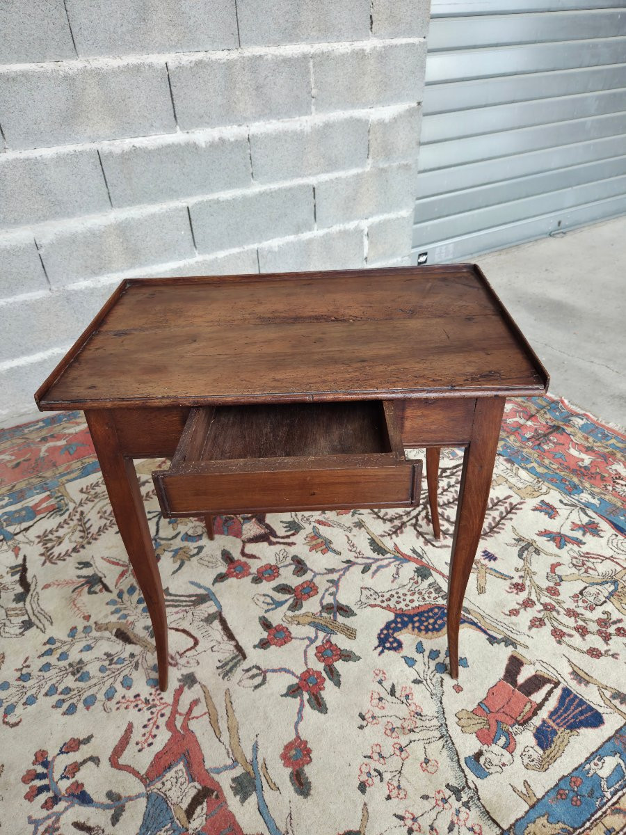 Walnut Writing Desk, Louis XV Style, Cambered Legs, 19th Century-photo-3