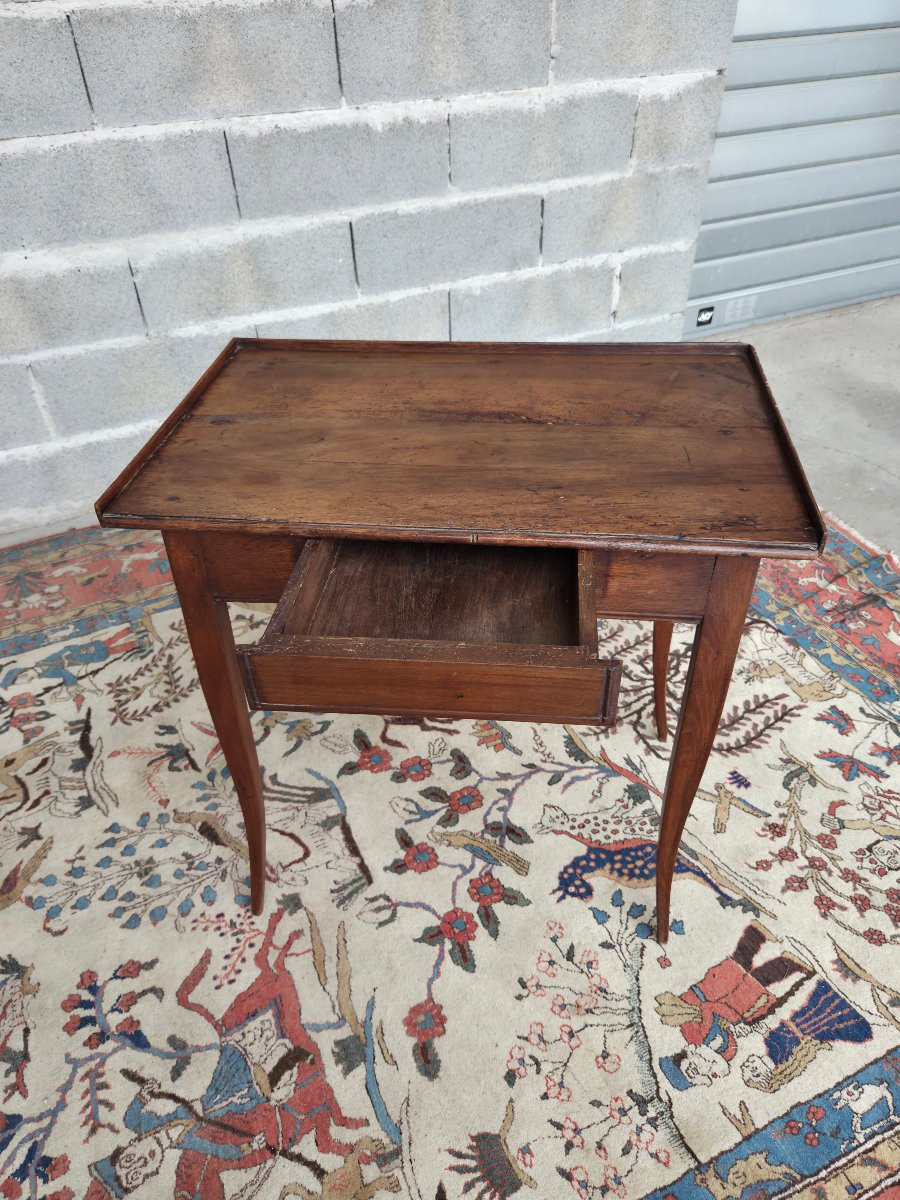 Walnut Writing Desk, Louis XV Style, Cambered Legs, 19th Century-photo-4