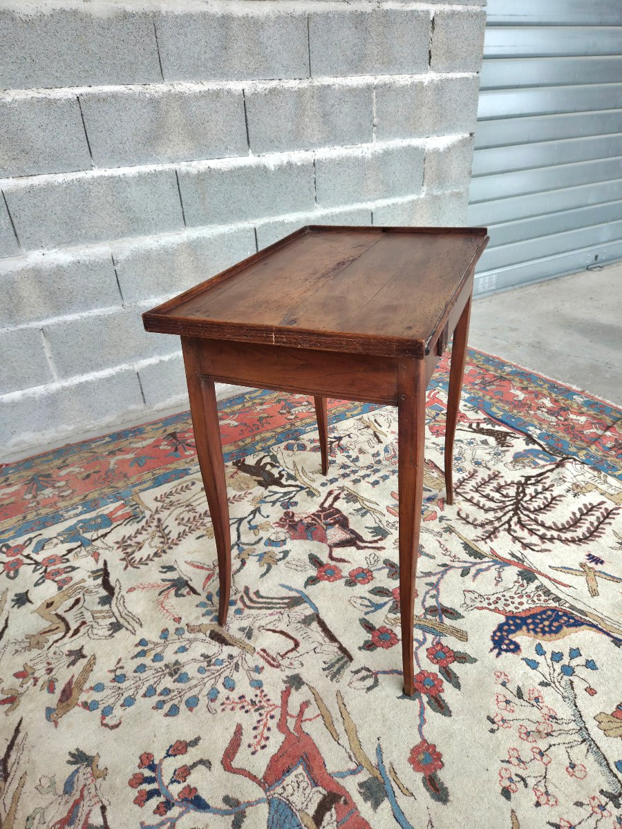 Walnut Writing Desk, Louis XV Style, Cambered Legs, 19th Century-photo-5