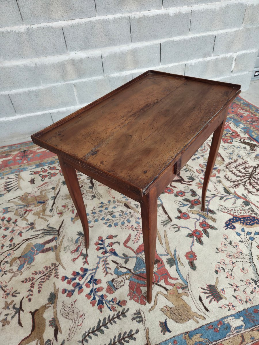 Walnut Writing Desk, Louis XV Style, Cambered Legs, 19th Century-photo-8