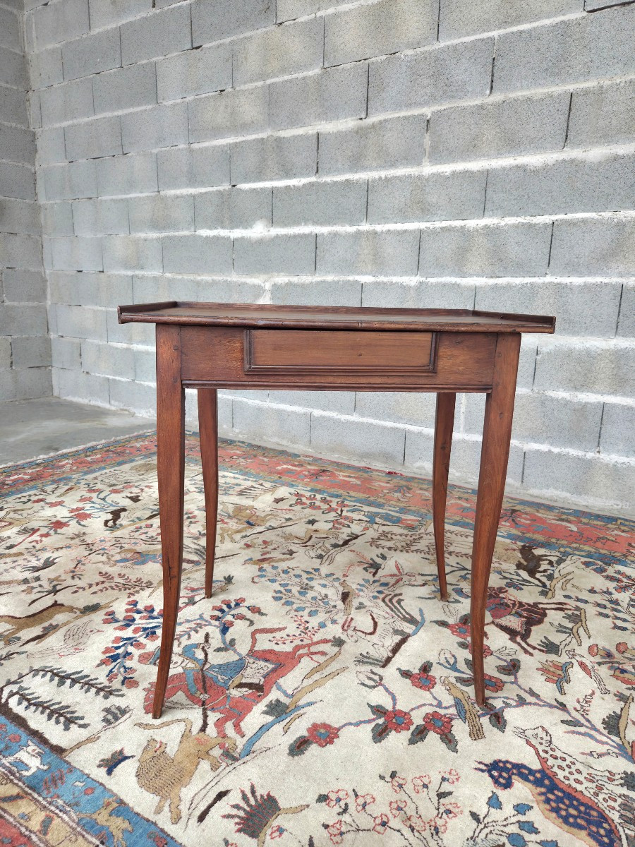 Walnut Writing Desk, Louis XV Style, Cambered Legs, 19th Century