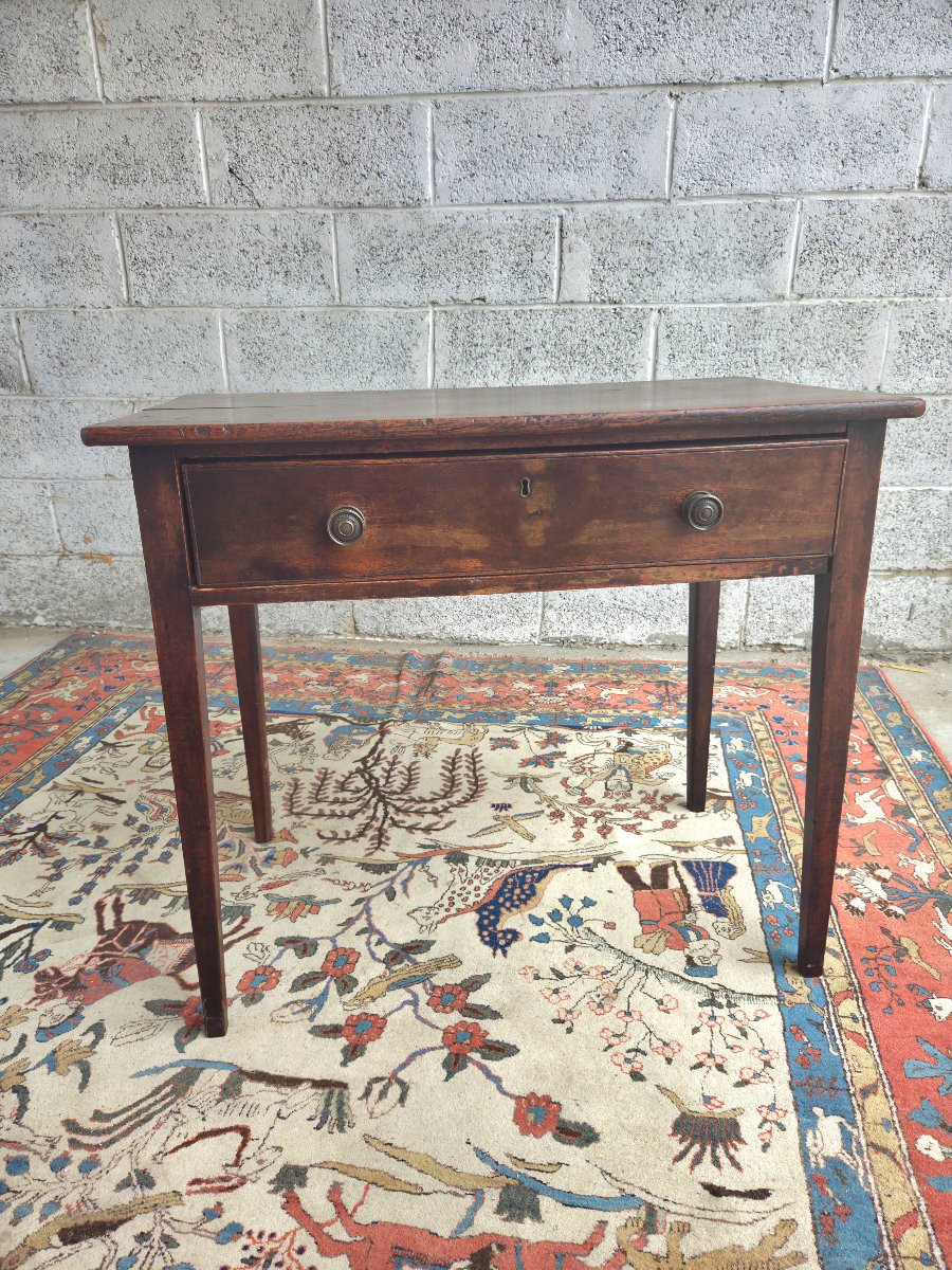 Table en chêne style Louis XVI à tiroir, d'époque XIXᵉ-photo-1