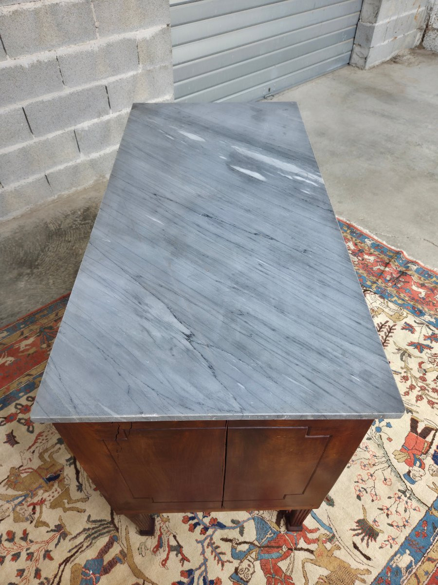Southern Mahogany Chest Of Drawers, Bleu Turquin Marble, Directoire, XIXᵉ Period.-photo-4