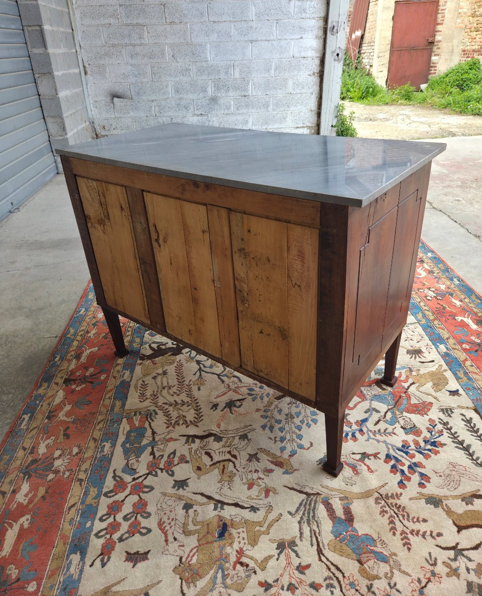 Southern Mahogany Chest Of Drawers, Bleu Turquin Marble, Directoire, XIXᵉ Period.-photo-5