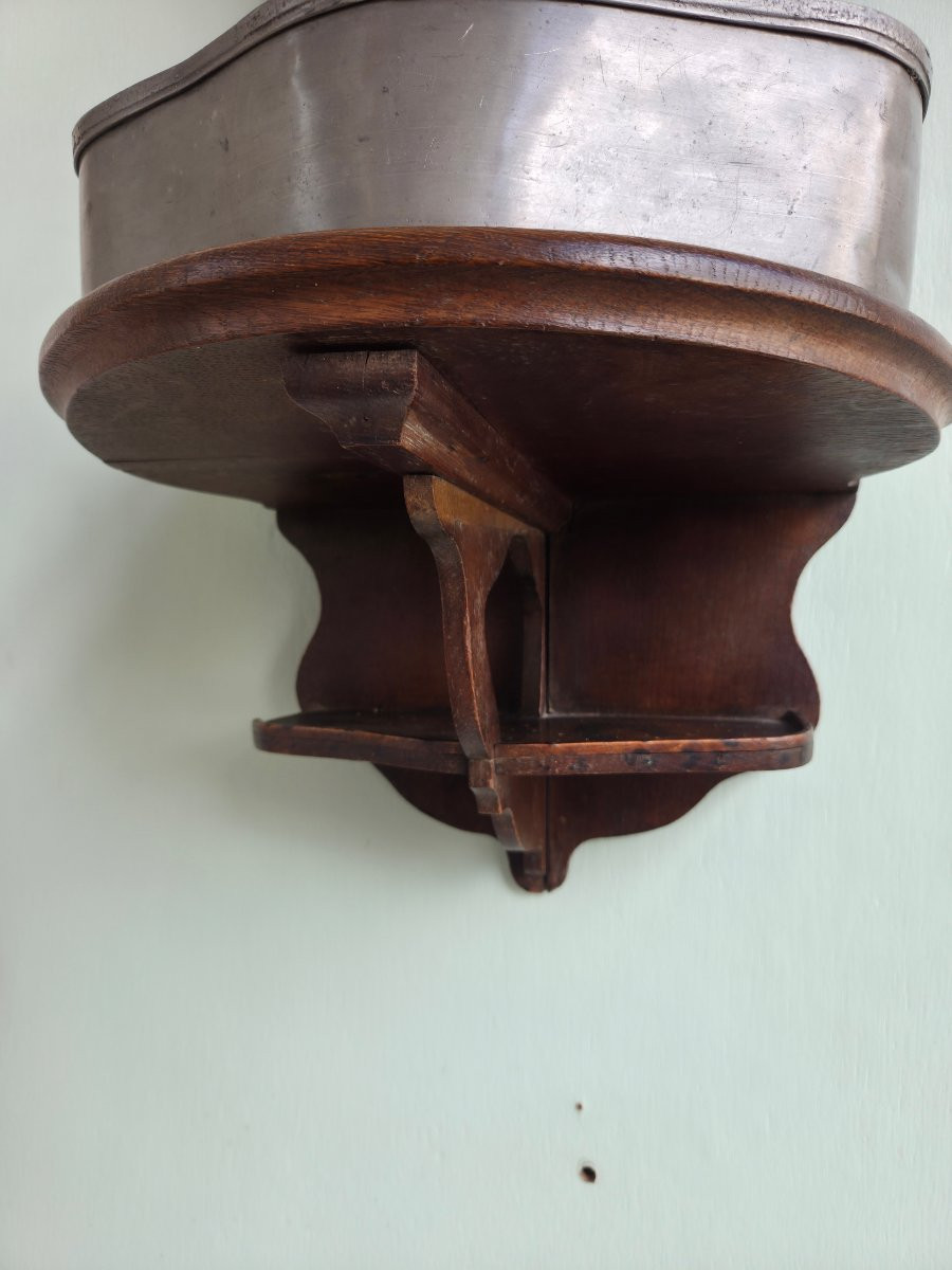 Fountain, Wall-mounted Washbasin In Pewter, Louis XV Regency, 19th Century-photo-3