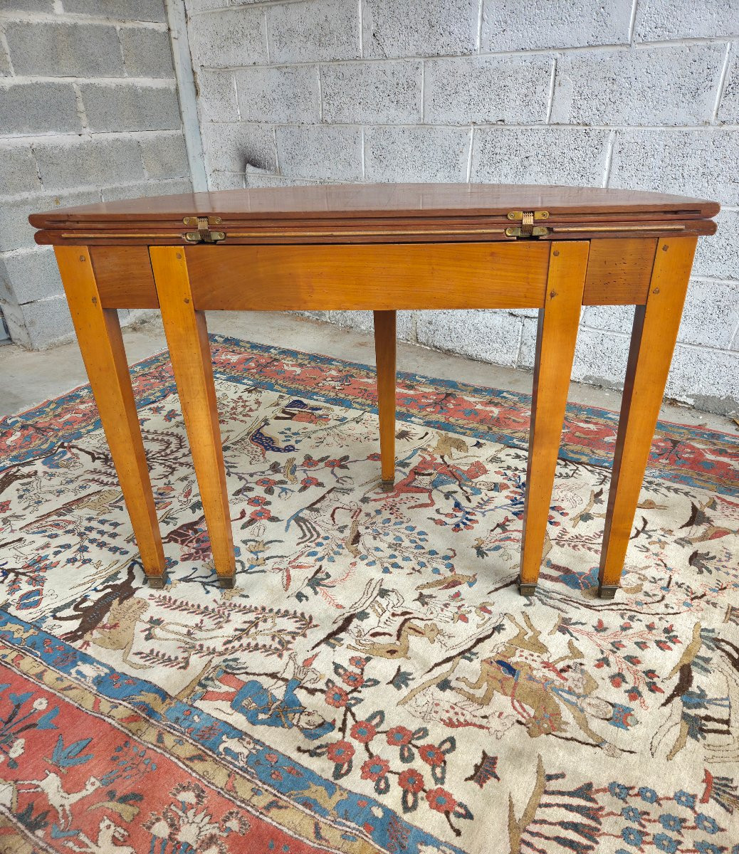 Table 1/2 One In Blond Cherry, With Extensions, Louis XVI, 20th Century-photo-2