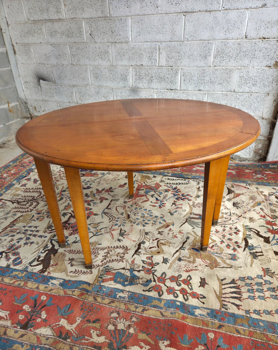 Table 1/2 One In Blond Cherry, With Extensions, Louis XVI, 20th Century-photo-3