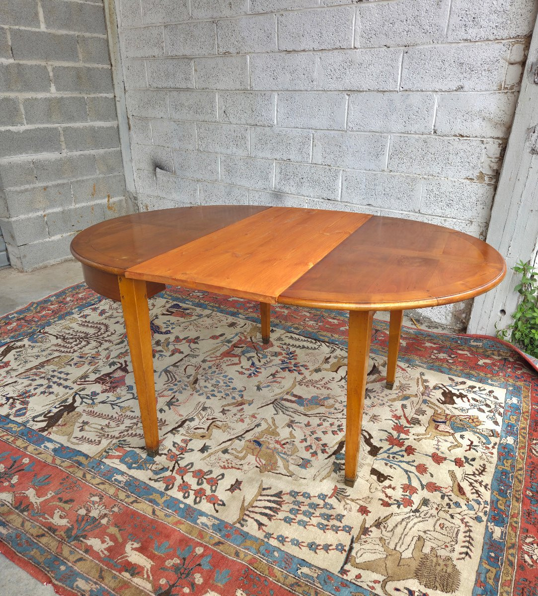 Table 1/2 One In Blond Cherry, With Extensions, Louis XVI, 20th Century-photo-3