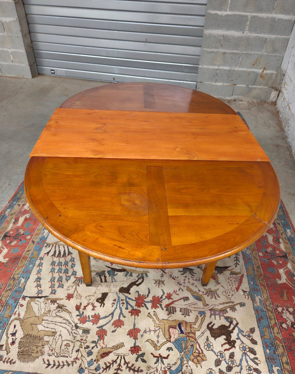 Table 1/2 One In Blond Cherry, With Extensions, Louis XVI, 20th Century-photo-4