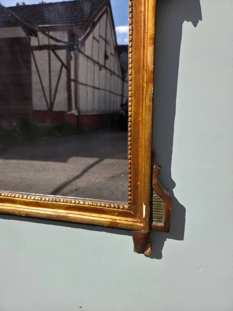 Miroir en bois doré à décor de nœud rubané, Louis XVI d'époque XIXème -photo-4