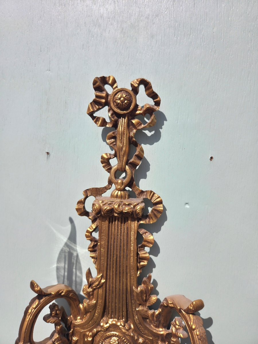Paire d'appliques en bronze doré, Louis XVI d'époque XIXème-photo-6