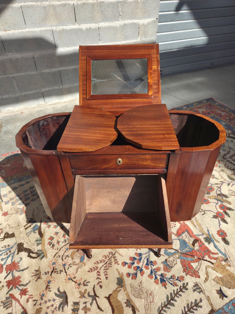 Travailleuse / Table de couture en Acajou, Louis Philippe, Charles X, Époque XIXᵉ Siècle-photo-3