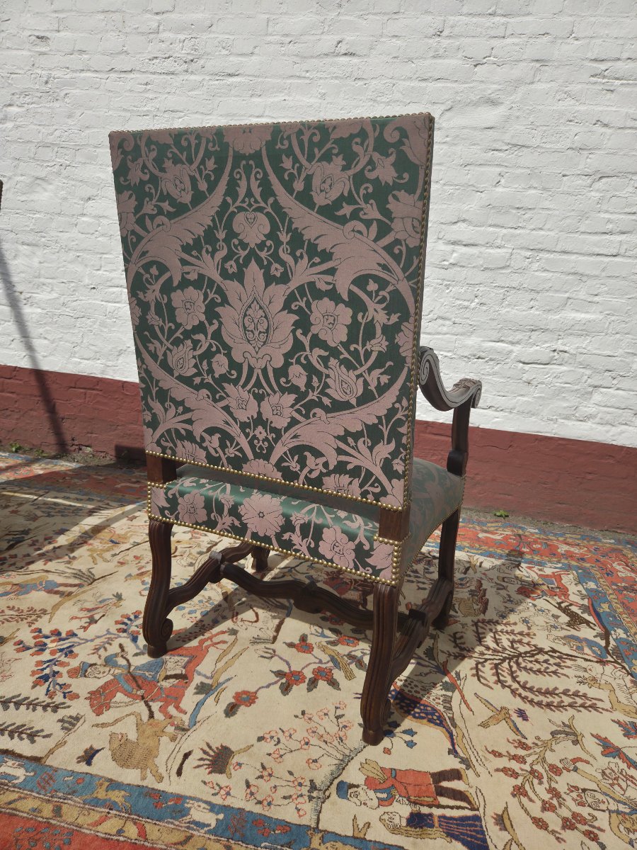 Pair Of Carved Natural Wood Armchairs, Louis XIV, XIXᵉ Century Period.-photo-4