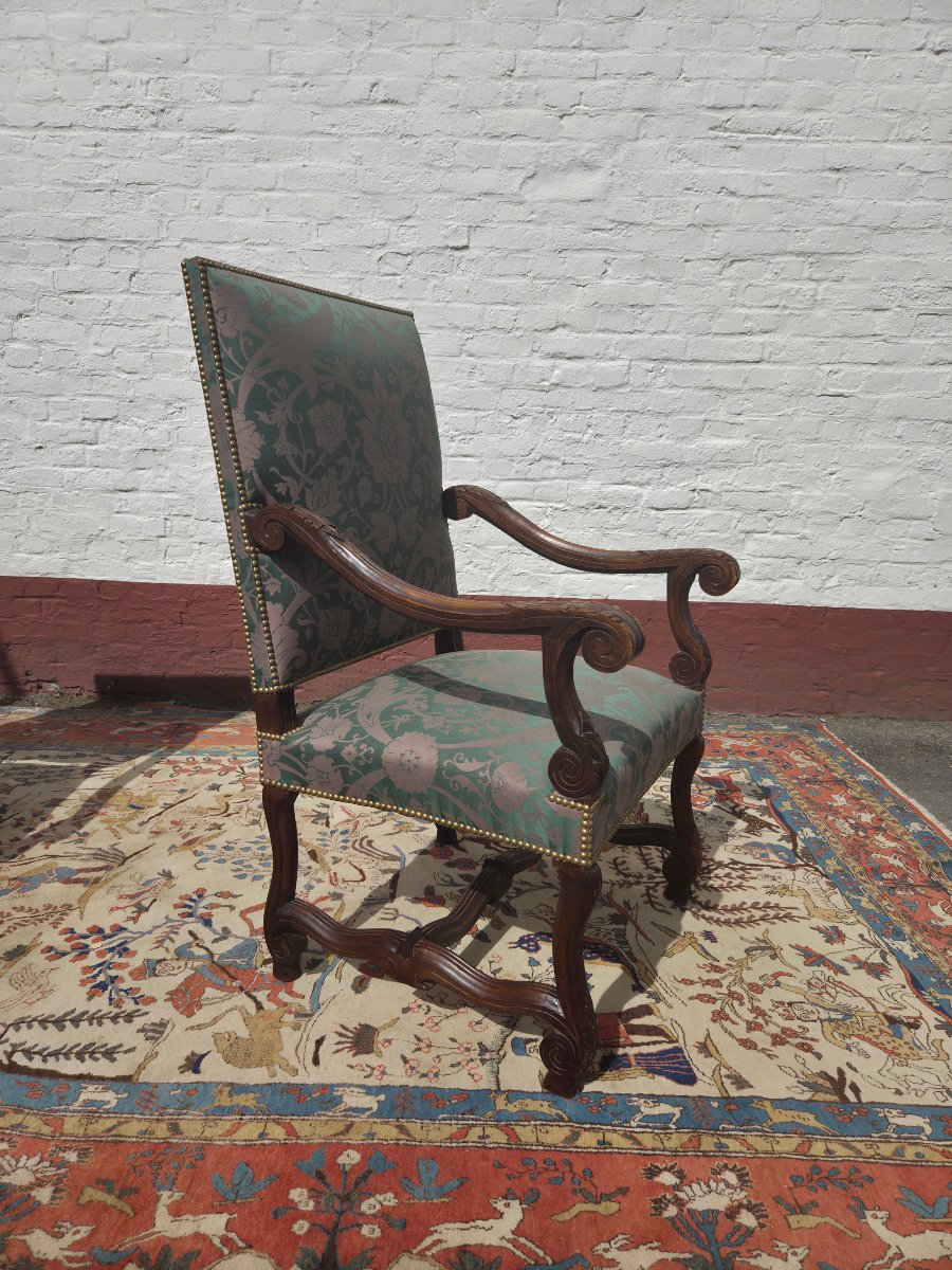 Pair Of Carved Natural Wood Armchairs, Louis XIV, XIXᵉ Century Period.-photo-4