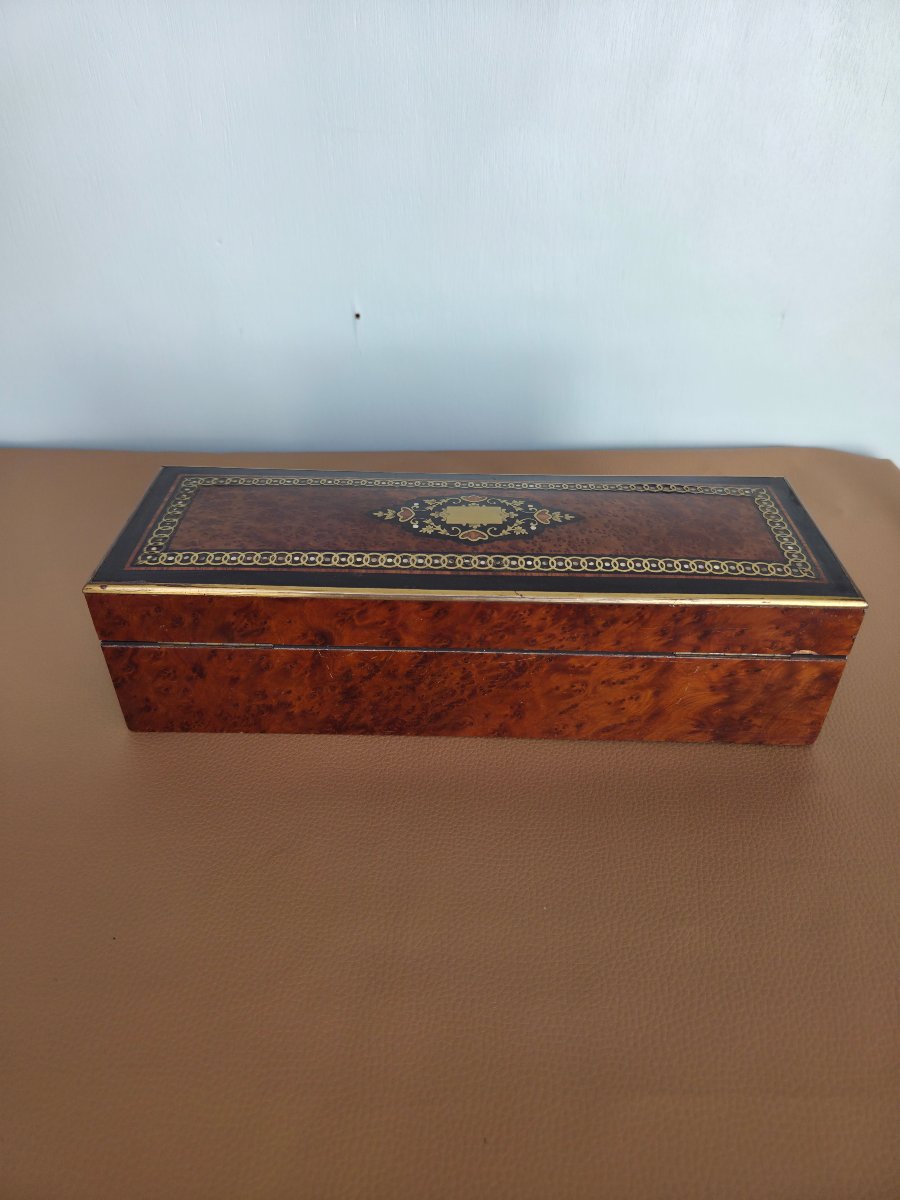 Napoleon III Box, Boulle Marquetry, Loupe And Mother Of Pearl, Napoleon III, XIXᵉ Period.-photo-3