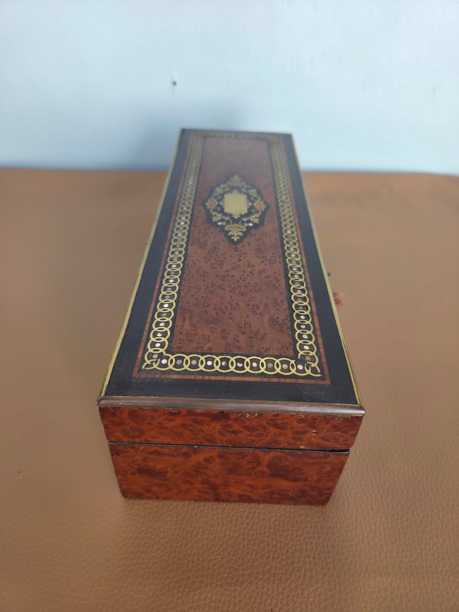 Napoleon III Box, Boulle Marquetry, Loupe And Mother Of Pearl, Napoleon III, XIXᵉ Period.-photo-3
