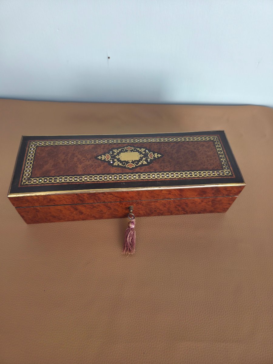 Napoleon III Box, Boulle Marquetry, Loupe And Mother Of Pearl, Napoleon III, XIXᵉ Period.