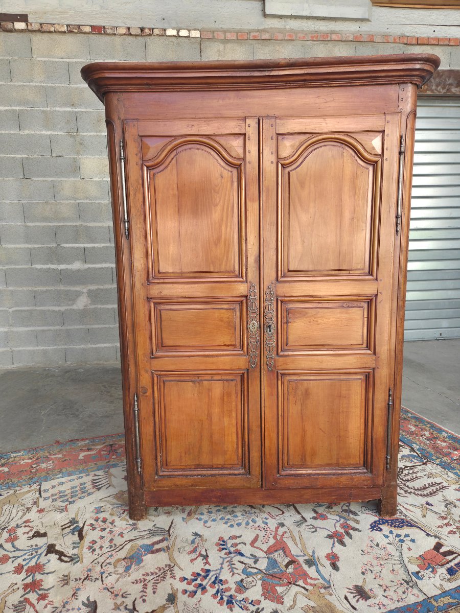 Solid Cherrywood Louis XIV Armoire, 18th Century-photo-5