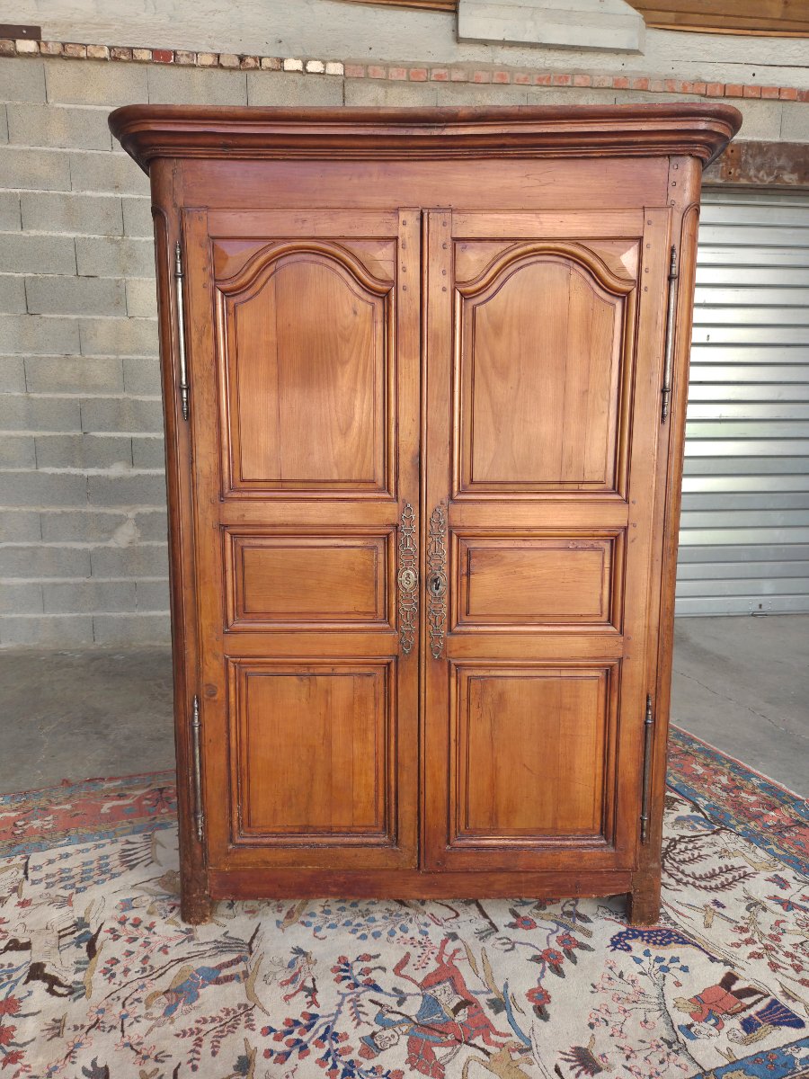 Solid Cherrywood Louis XIV Armoire, 18th Century-photo-7