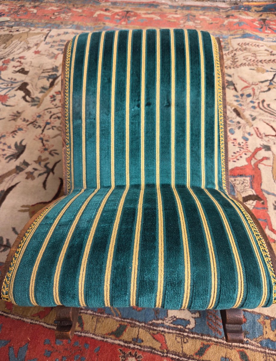 Tabouret Curule basculant en chêne, Renaissance, d'époque fin XIXᵉ Siècle-photo-2