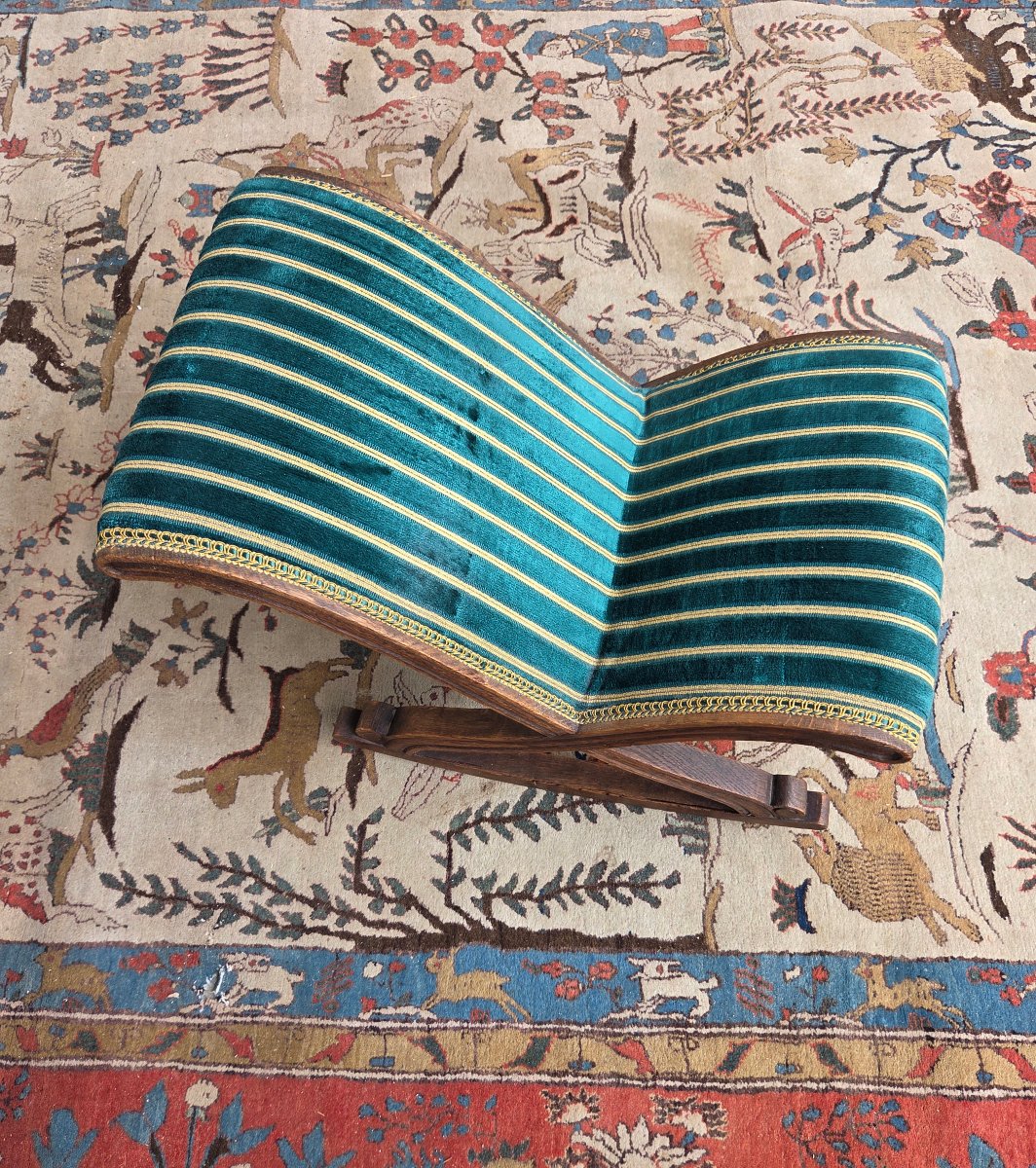 Tabouret Curule basculant en chêne, Renaissance, d'époque fin XIXᵉ Siècle-photo-1