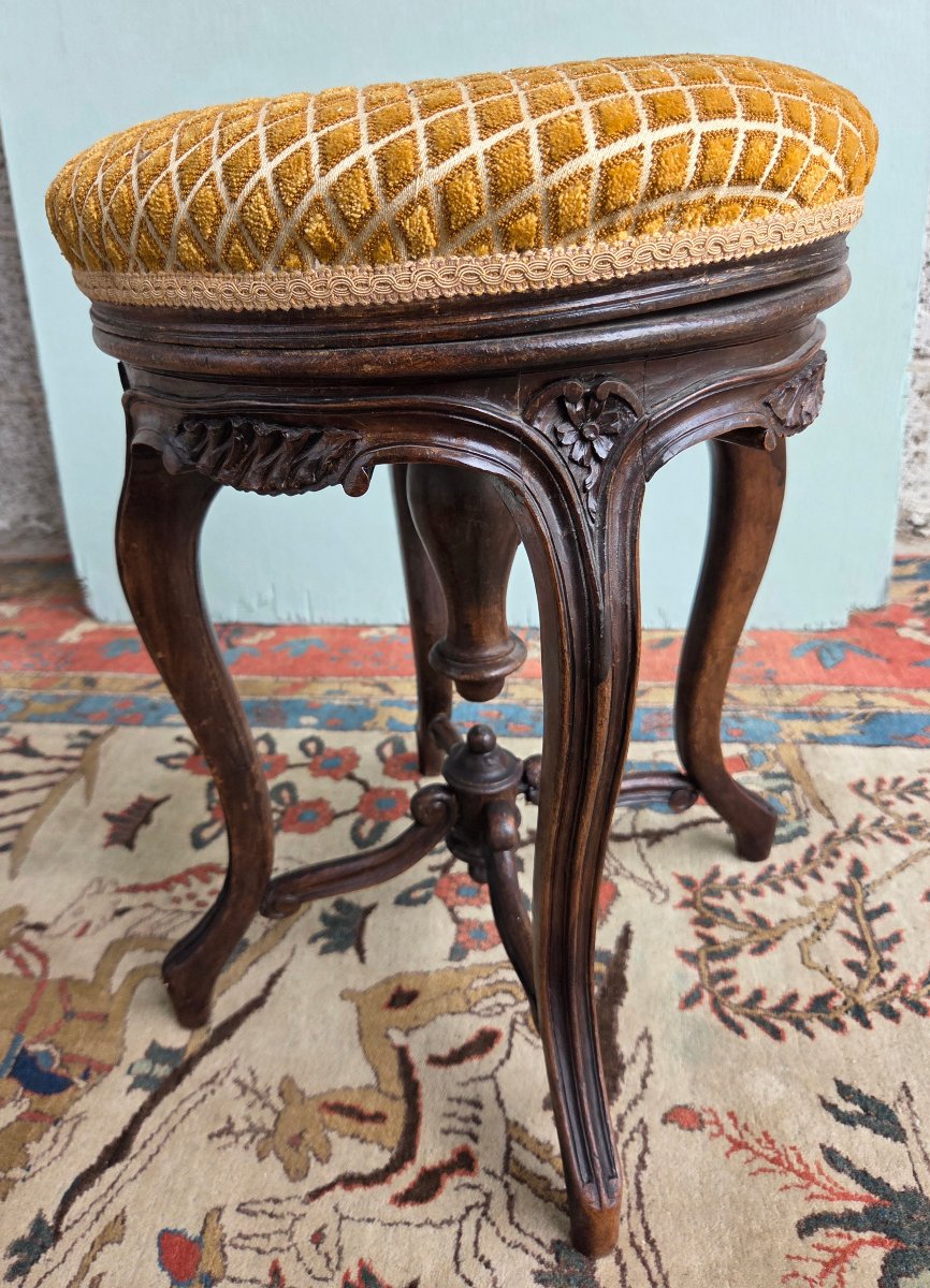 Tabouret de piano, réglable en hauteur, Louis XV, d'époque fin XIXᵉ siècle