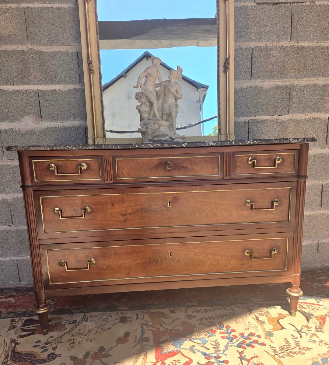 Commode en acajou,  Louis XVI,  d'époque XVIIIe siècle-photo-4