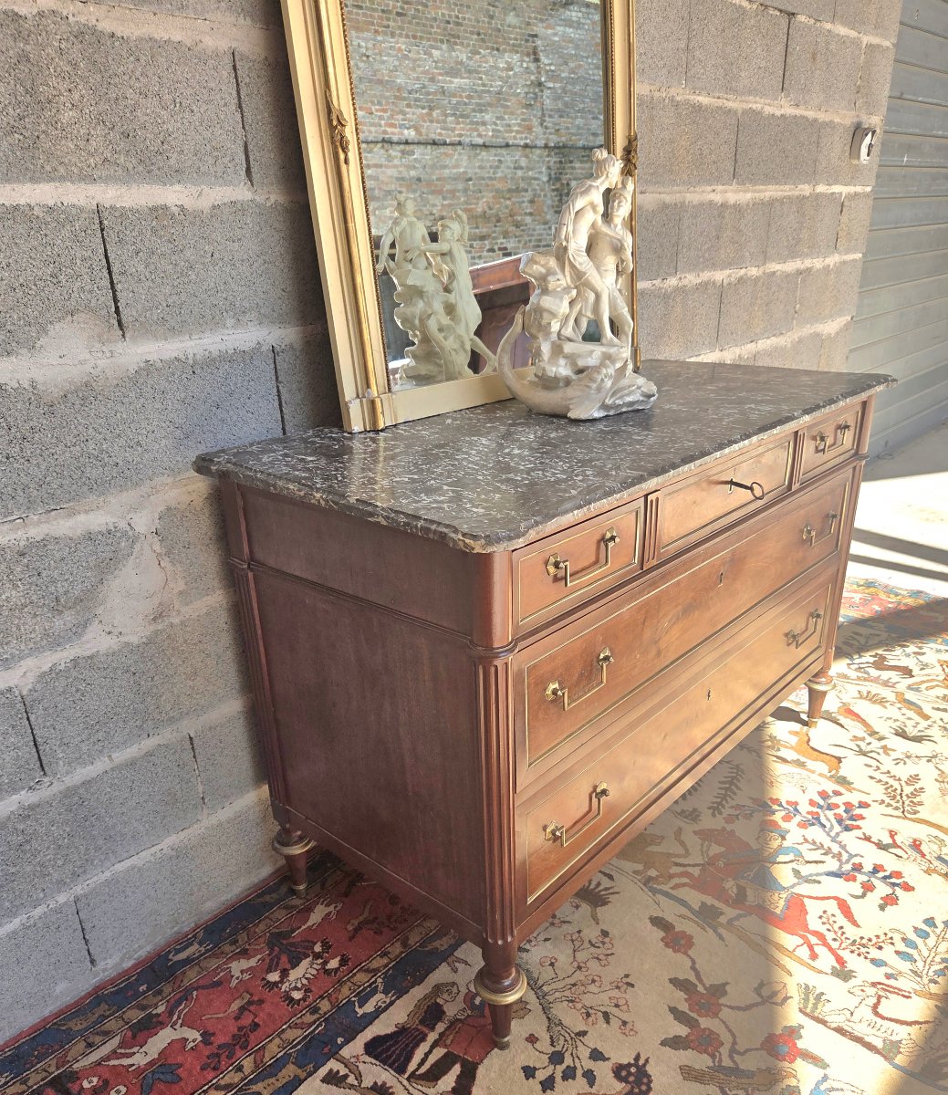 Commode en acajou,  Louis XVI,  d'époque XVIIIe siècle-photo-1