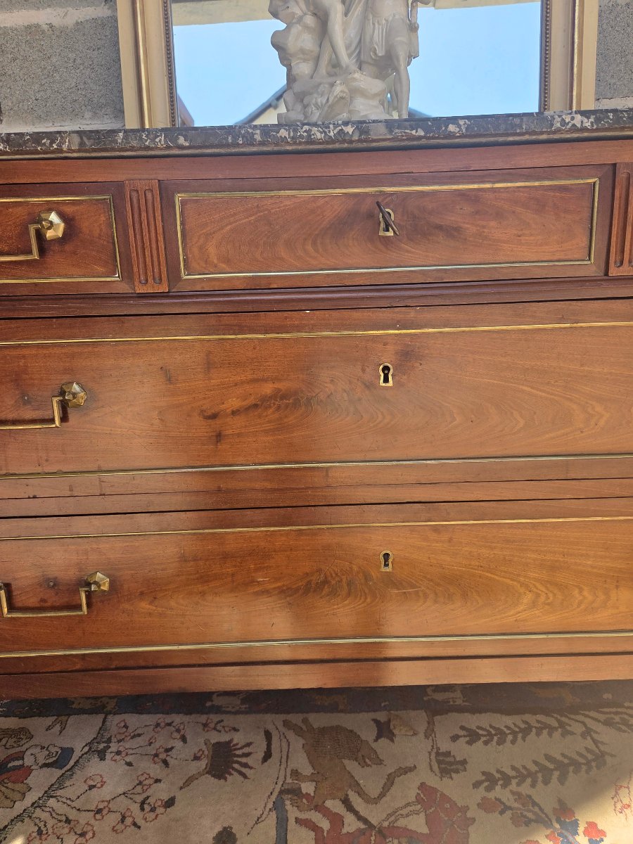 Commode en acajou,  Louis XVI,  d'époque XVIIIe siècle-photo-2