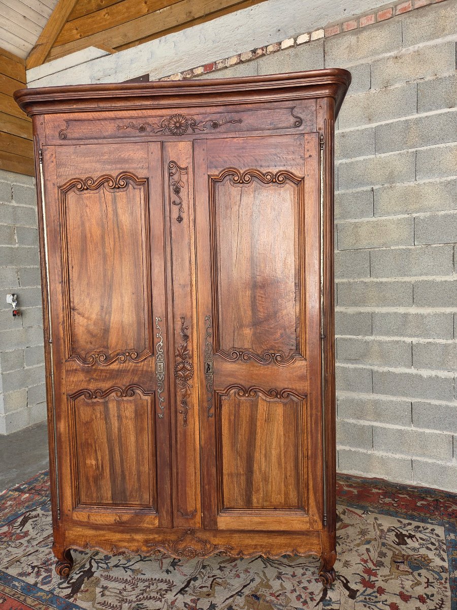 Solid Walnut Cabinet, Louis XV Style, 18th Century-photo-8