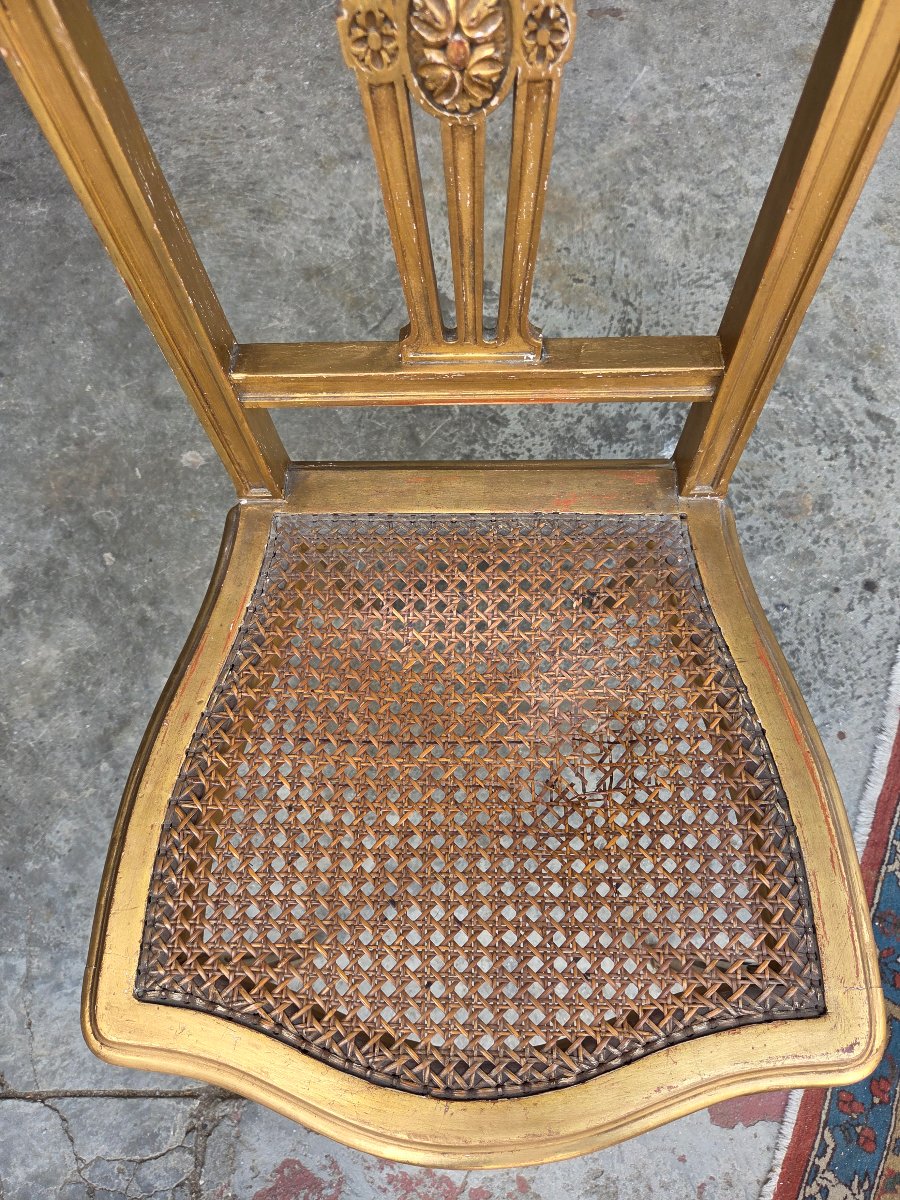 Paire de chaises en bois doré, Louis XVI, d'époque XIXème -photo-3