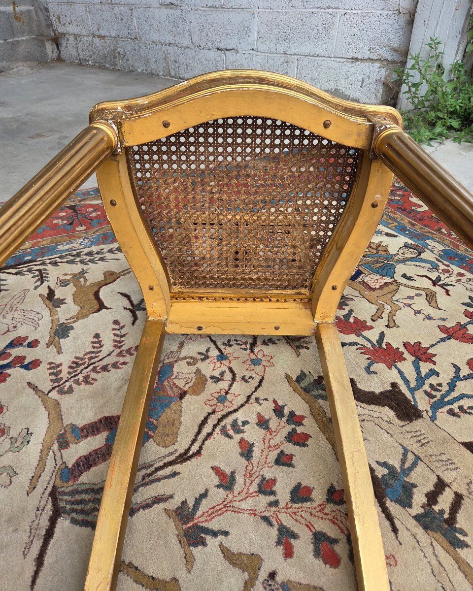Paire de chaises en bois doré, Louis XVI, d'époque XIXème -photo-5