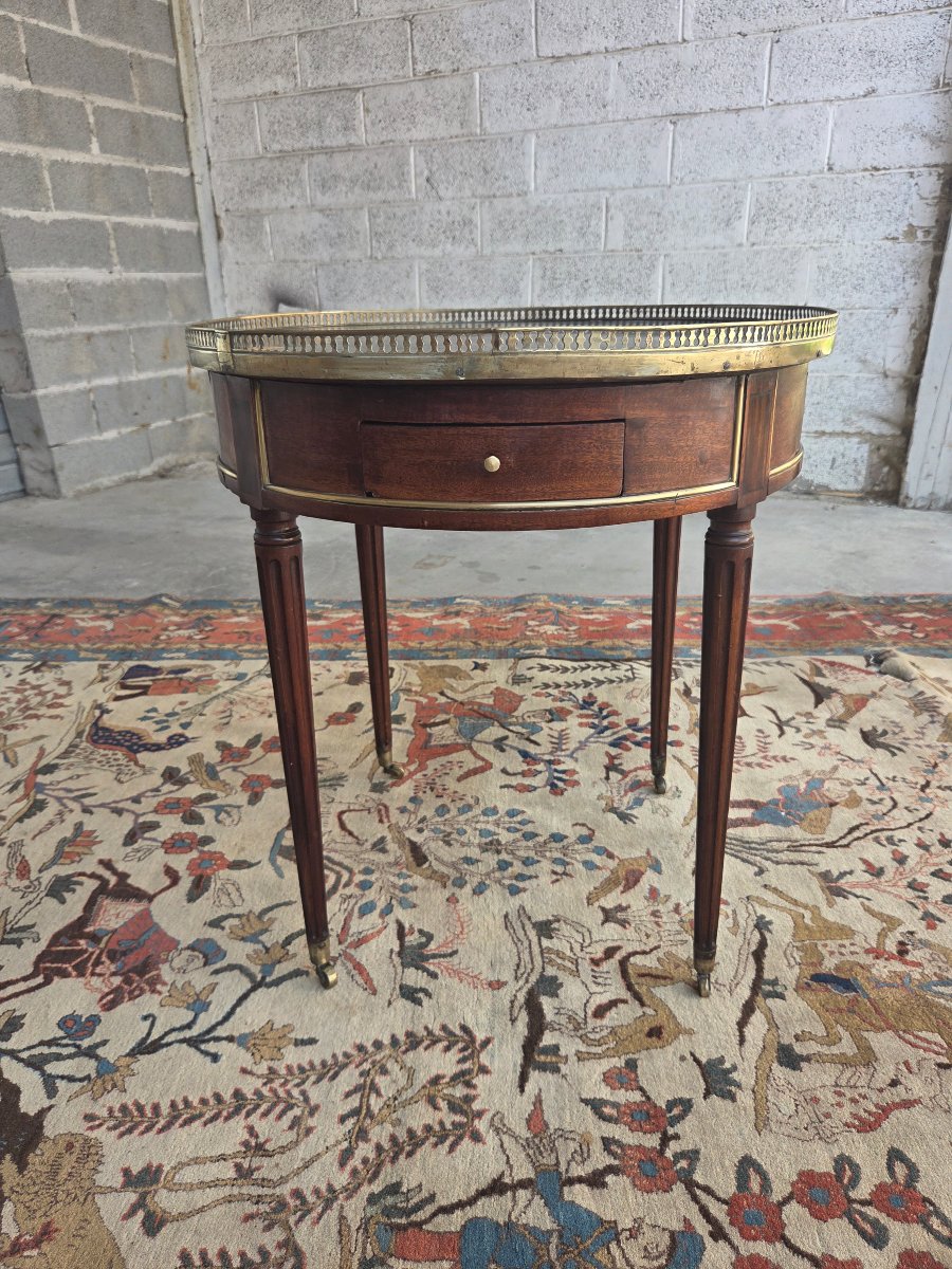Table Bouillotte en Acajou, bronze et marbre noir, Louis XVI d'époque XVIIIe Siècle-photo-2