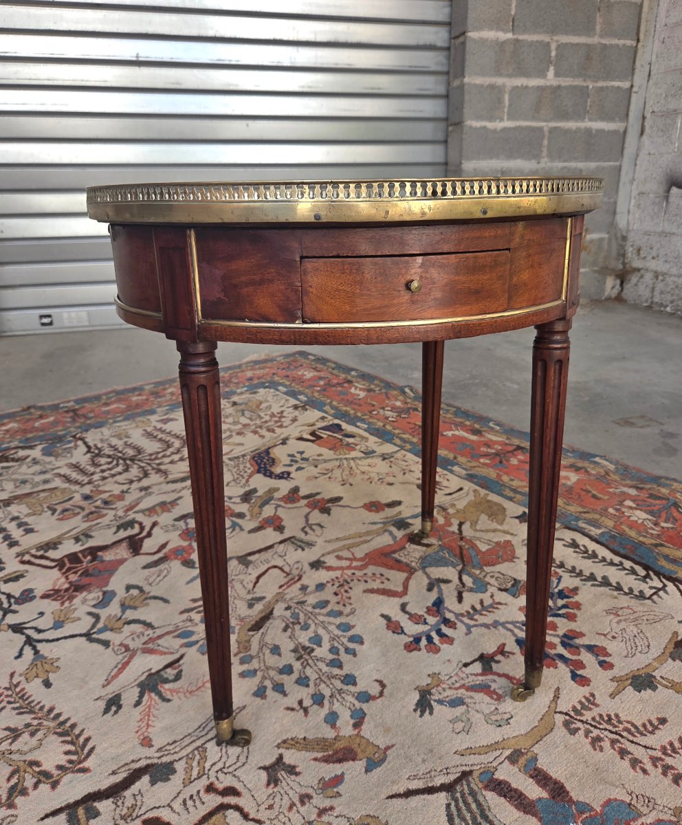 Table Bouillotte en Acajou, bronze et marbre noir, Louis XVI d'époque XVIIIe Siècle-photo-3
