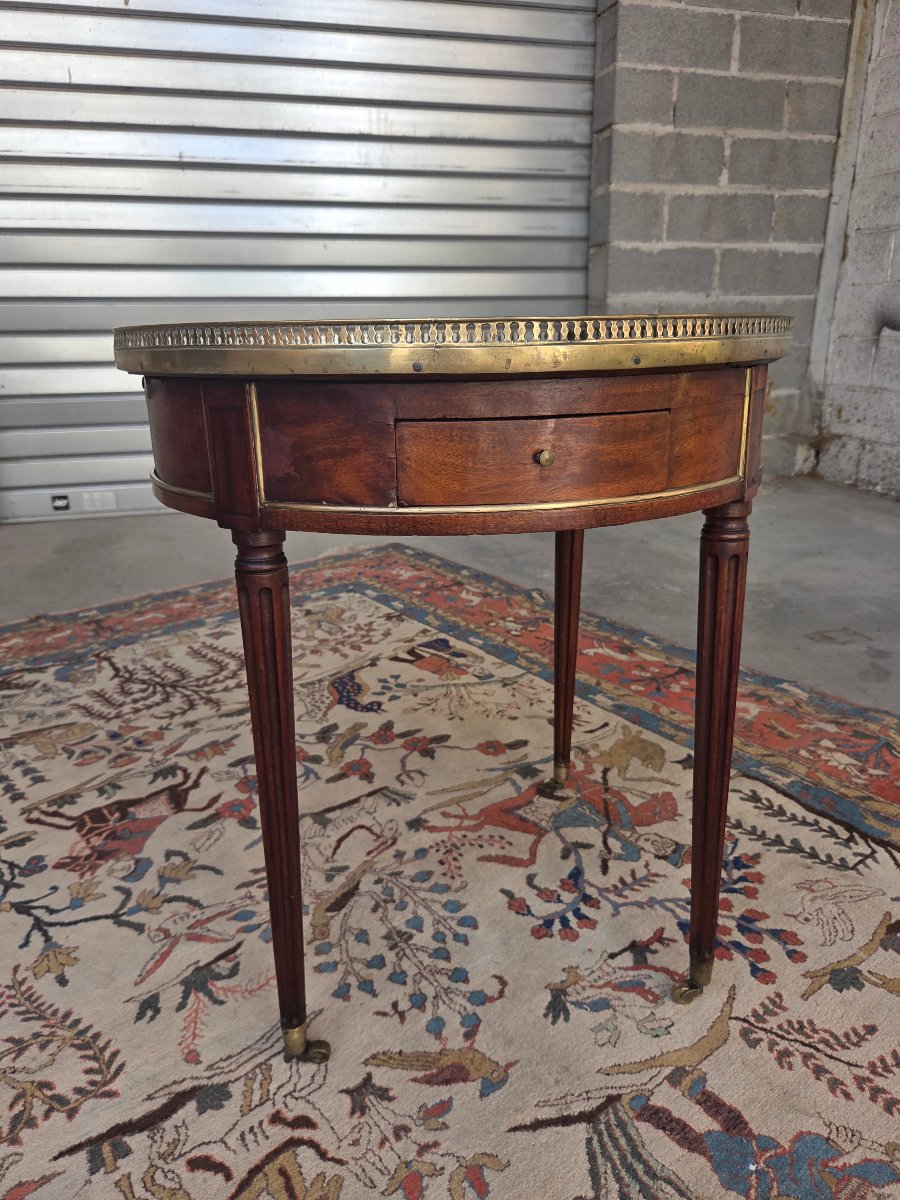Table Bouillotte en Acajou, bronze et marbre noir, Louis XVI d'époque XVIIIe Siècle-photo-5