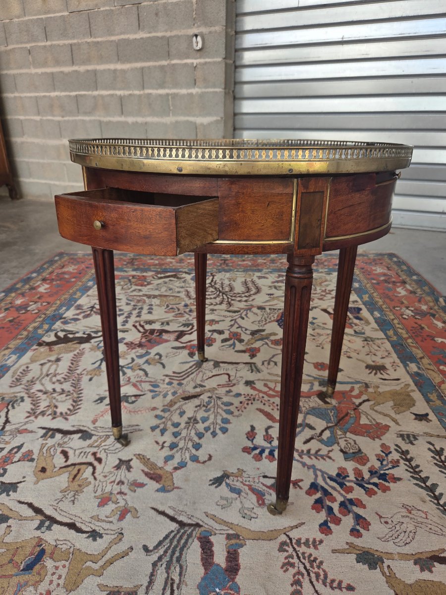 Table Bouillotte en Acajou, bronze et marbre noir, Louis XVI d'époque XVIIIe Siècle-photo-8