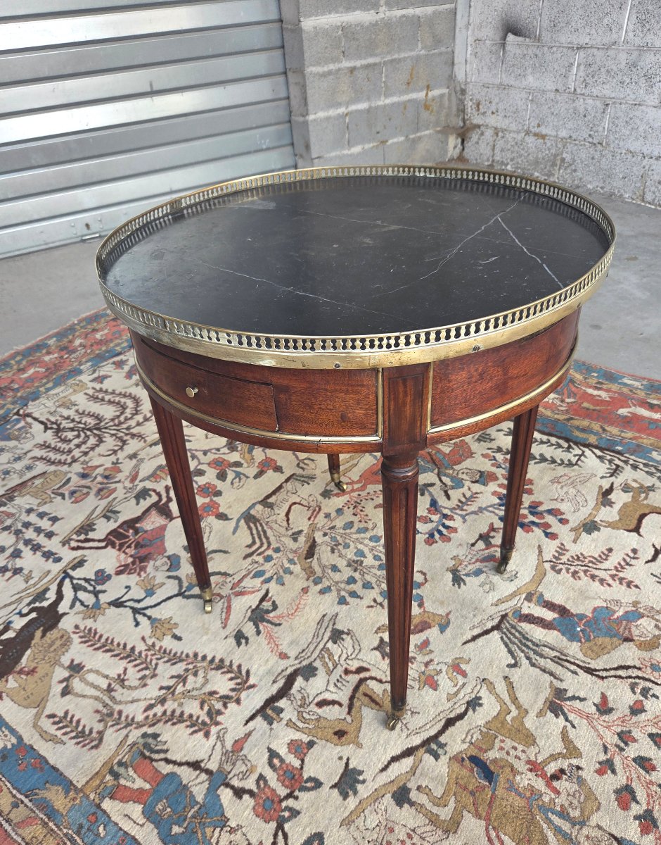 Table Bouillotte en Acajou, bronze et marbre noir, Louis XVI d'époque XVIIIe Siècle-photo-1