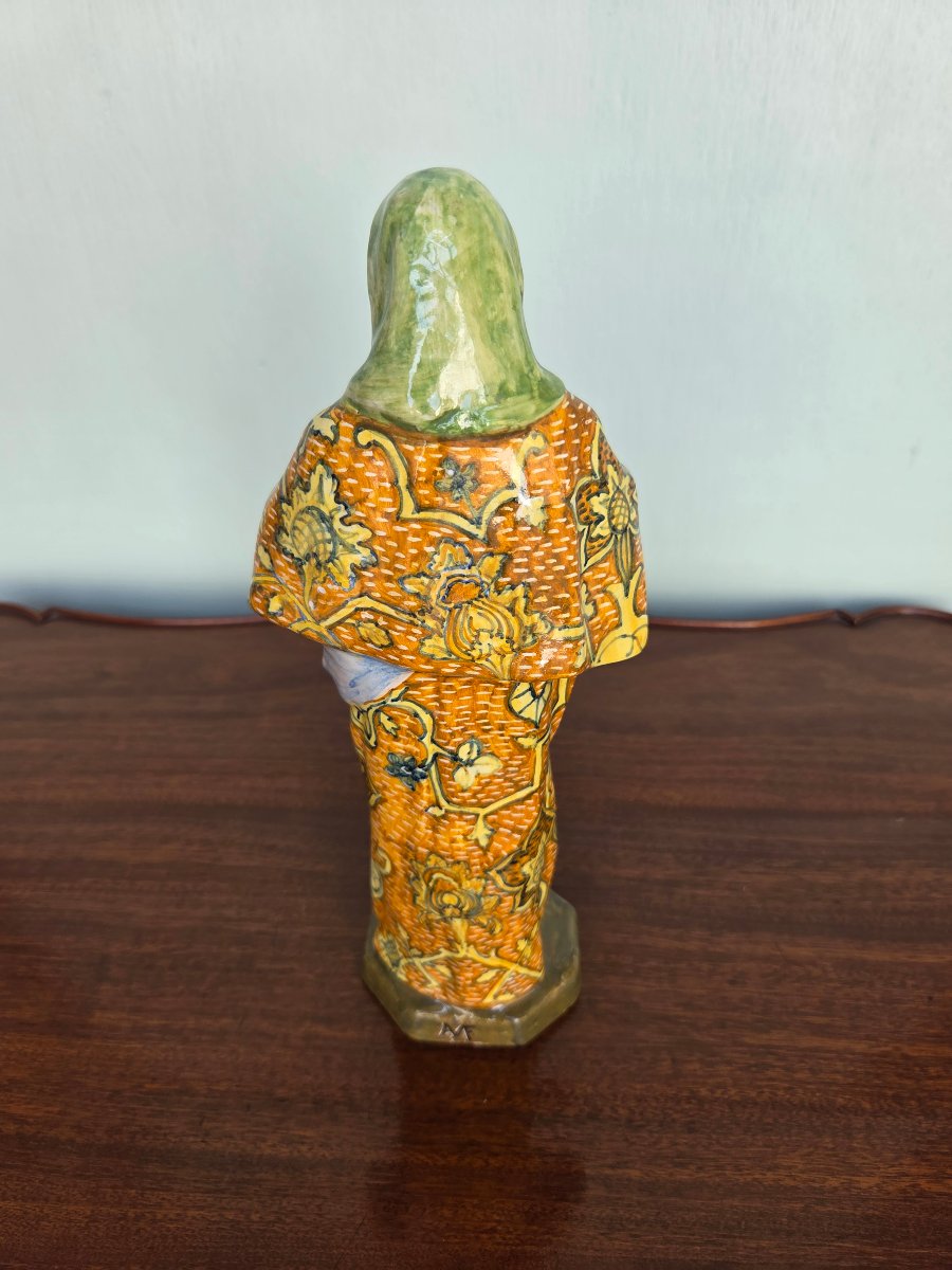 Mater Amabilis,  Vierge en faïence polychrome, d'époque XIXᵉ-photo-2