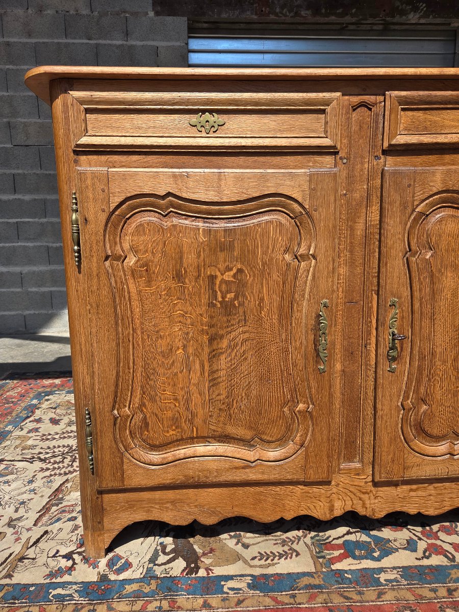 Buffet deux portes en chêne clair, mouluré, Louis XV, d'époque  XVIIIème-photo-1