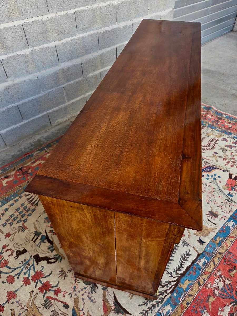 Enfilade en acajou blond, trois tiroirs, trois portes, Directoire, d'époque  XIXᵉ siècle-photo-2