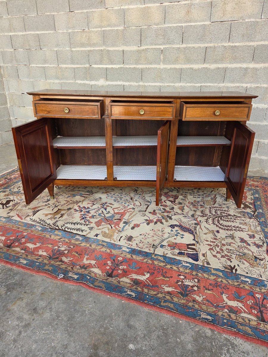Enfilade en acajou blond, trois tiroirs, trois portes, Directoire, d'époque  XIXᵉ siècle-photo-6