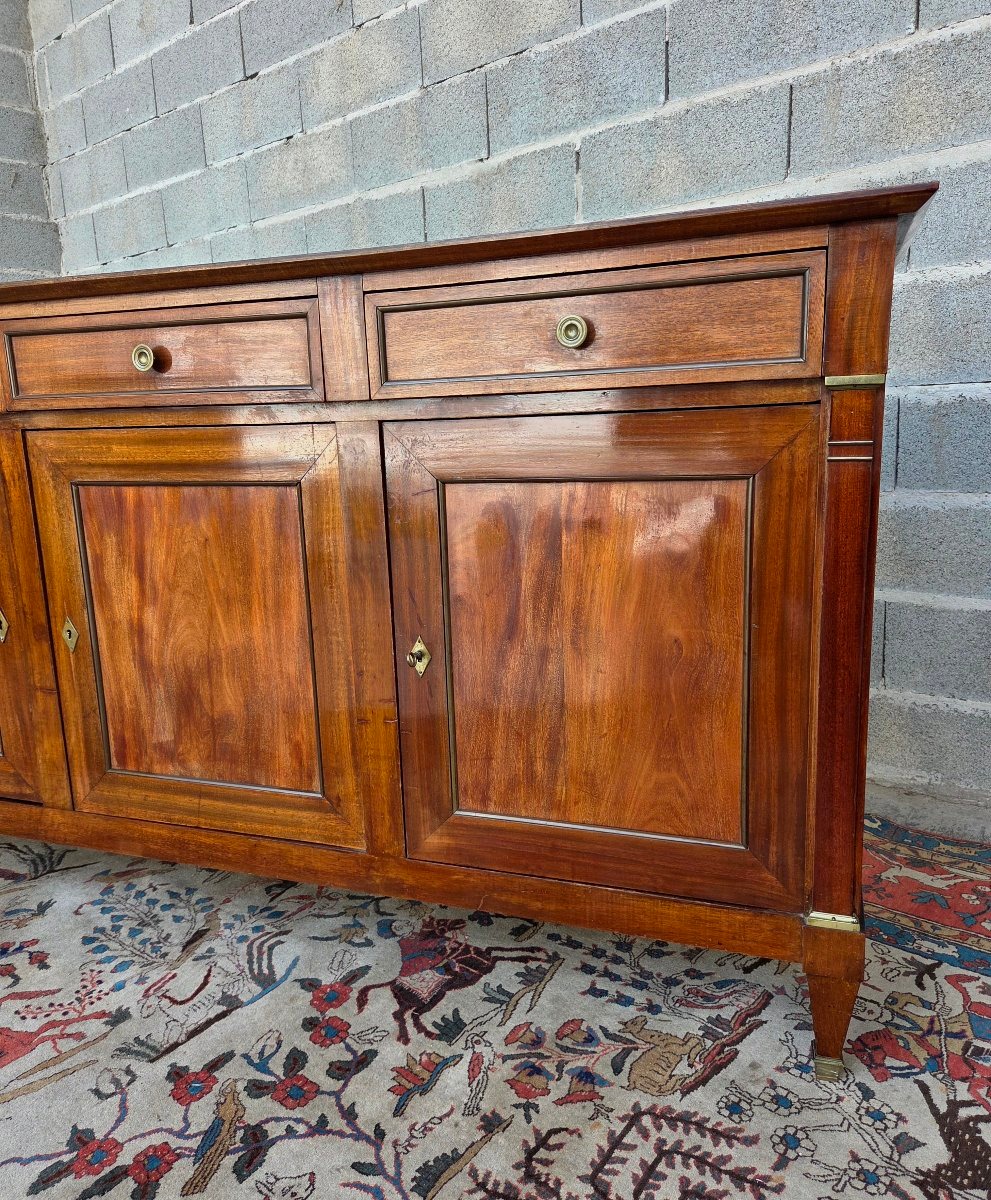Enfilade en acajou blond, trois tiroirs, trois portes, Directoire, d'époque  XIXᵉ siècle-photo-1