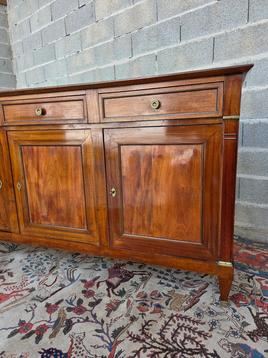 Enfilade en acajou blond, trois tiroirs, trois portes, Directoire, d'époque  XIXᵉ siècle-photo-5